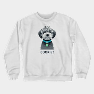 Cute curly haired dog wants a cookie Crewneck Sweatshirt